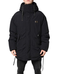 Dolce & Gabbana Black Nylon Full Zip Hooded Parka Men's Jacket
