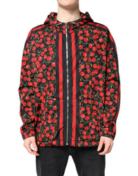 Dolce & Gabbana Dolce & Gabbana Black Cherry Print Hooded Windbreaker Men's Jacket