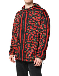 Dolce & Gabbana Dolce & Gabbana Black Cherry Print Hooded Windbreaker Men's Jacket