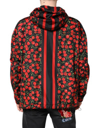 Dolce & Gabbana Dolce & Gabbana Black Cherry Print Hooded Windbreaker Men's Jacket