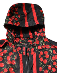 Dolce & Gabbana Dolce & Gabbana Black Cherry Print Hooded Windbreaker Men's Jacket