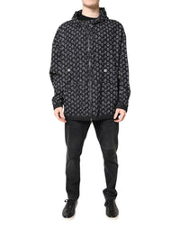 Dolce & Gabbana Black Heart Print Hooded Windbreaker Men's Jacket