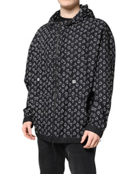 Dolce & Gabbana Black Heart Print Hooded Windbreaker Men's Jacket