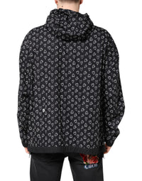 Dolce & Gabbana Black Heart Print Hooded Windbreaker Men's Jacket