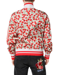 Dolce & Gabbana Dolce & Gabbana White Cherry Print Full Zip Bomber Men's Jacket