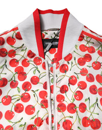 Dolce & Gabbana Dolce & Gabbana White Cherry Print Full Zip Bomber Men's Jacket