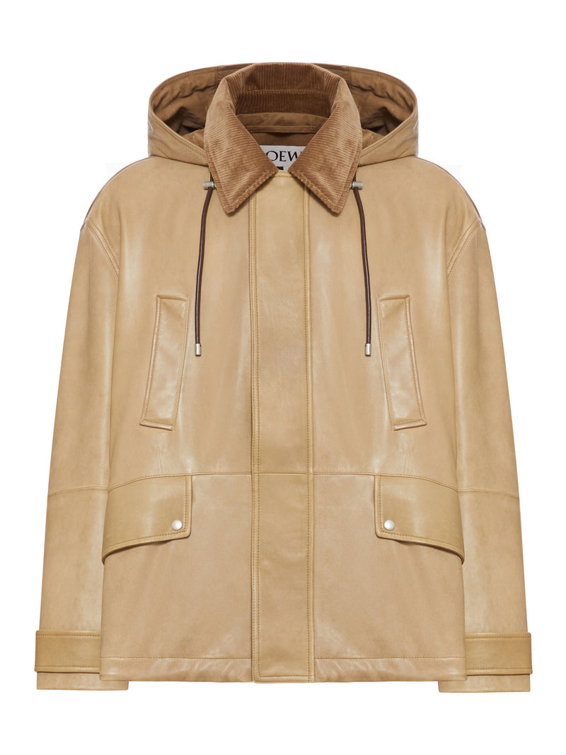 Loewe Loewe Men Short Parka In Lambskin And Cotton