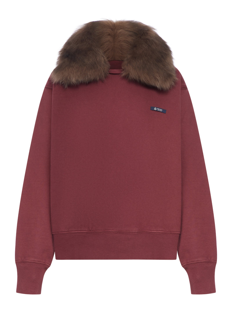 Prada Prada Women Sweatshirt With Removable Fur Collar
