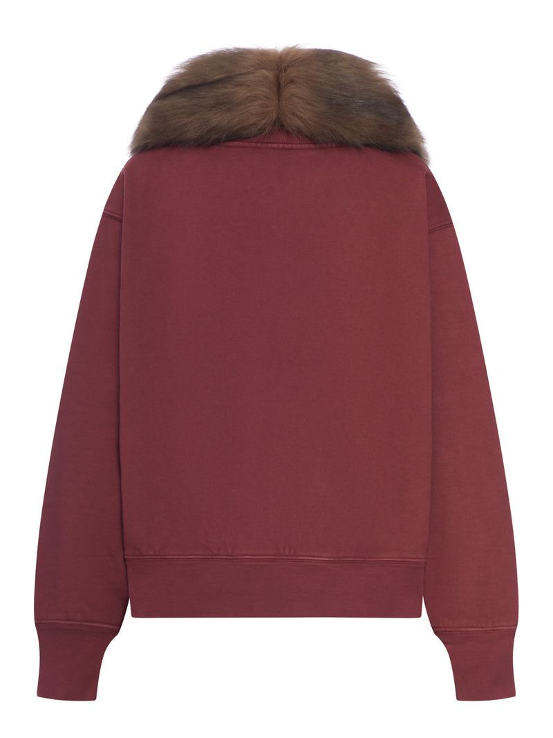 Prada Prada Women Sweatshirt With Removable Fur Collar