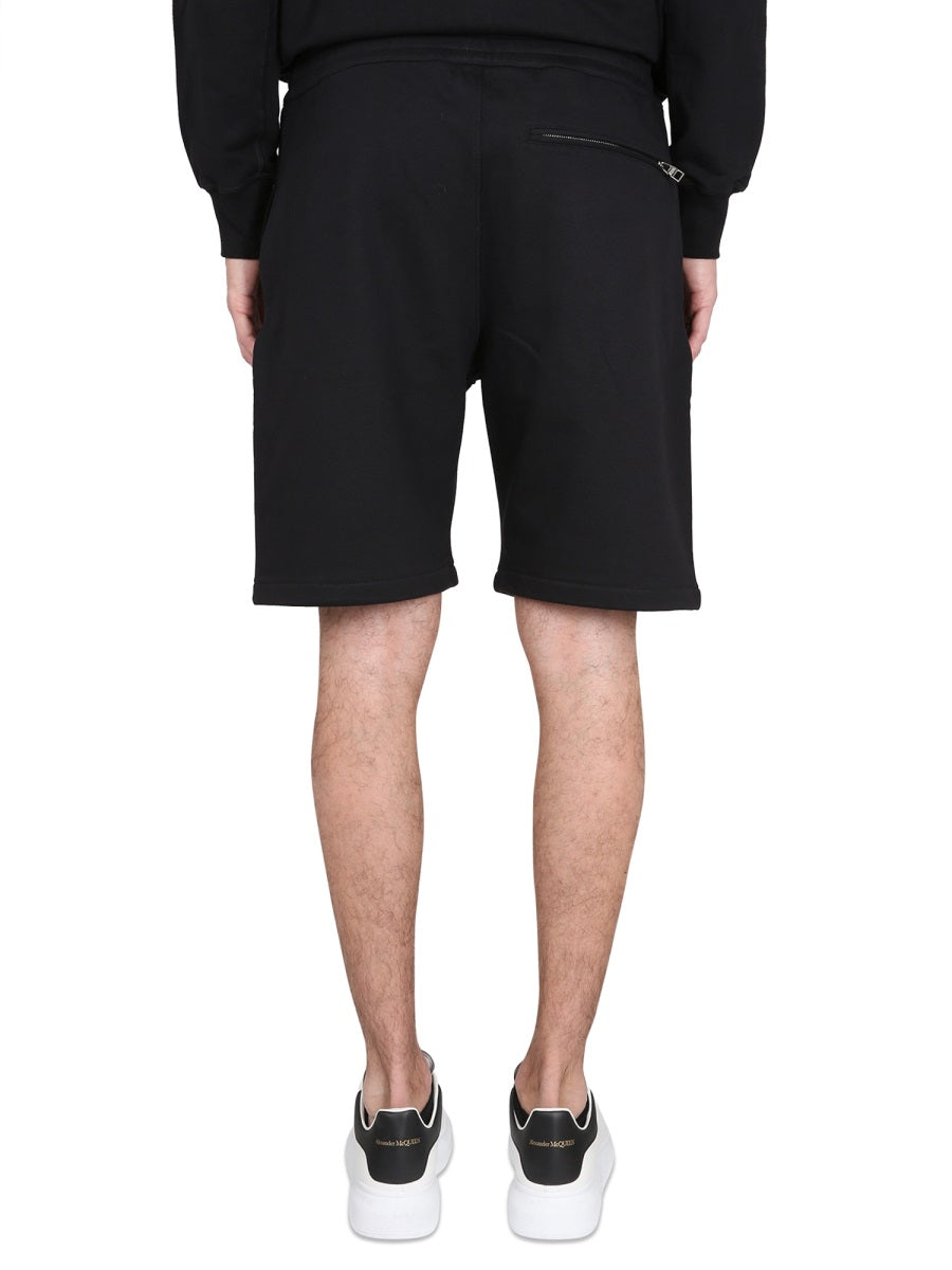Alexander Mcqueen Men Bermuda Shorts With Graffiti Logo Print