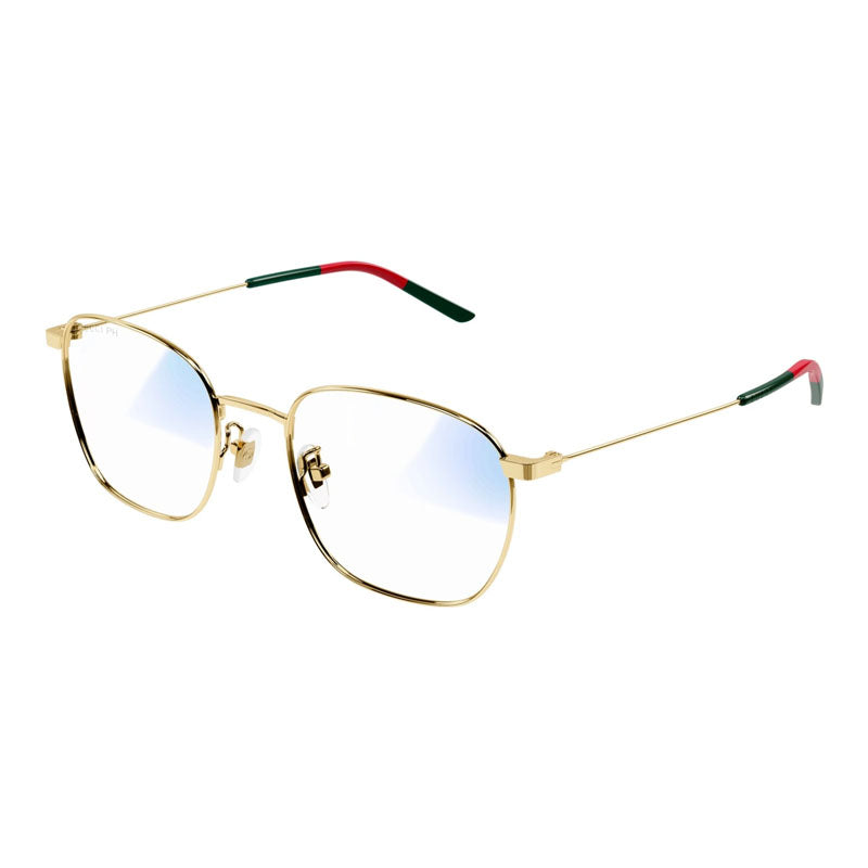 Gucci Sunglasses Square Full Rim, Gold Frame and Clear to Brown Photochromic Lens GG0681S001