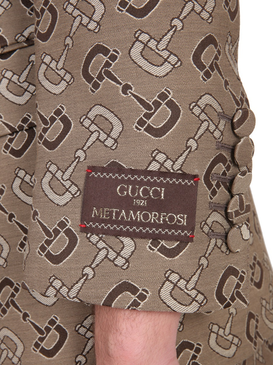 Gucci Men Maxi Clamp Pattern Cotton Jacket