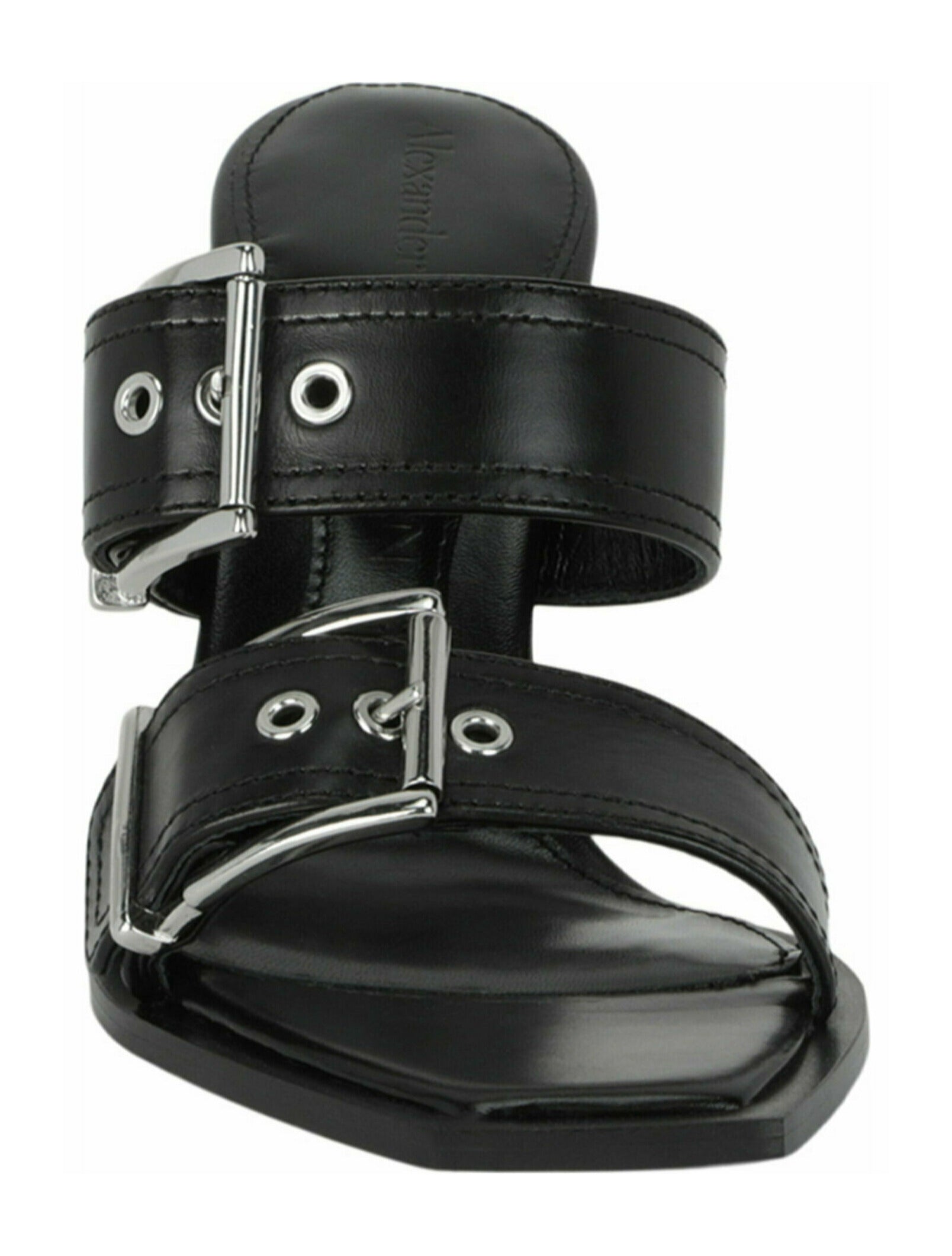 Alexander McQueen Womens Double Buckle Punk Mules