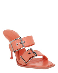 Alexander McQueen Womens Boxcar Leather Heel Sandals