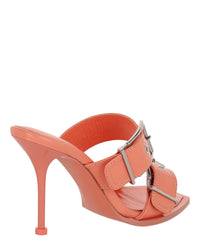 Alexander McQueen Womens Boxcar Leather Heel Sandals