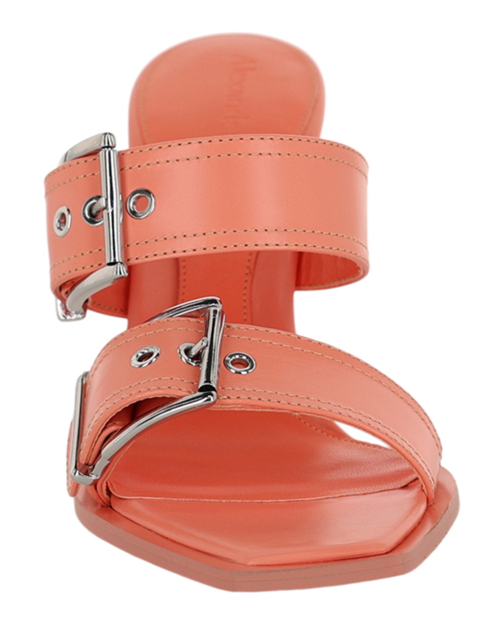 Alexander McQueen Womens Boxcar Leather Heel Sandals
