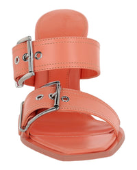 Alexander McQueen Womens Boxcar Leather Heel Sandals