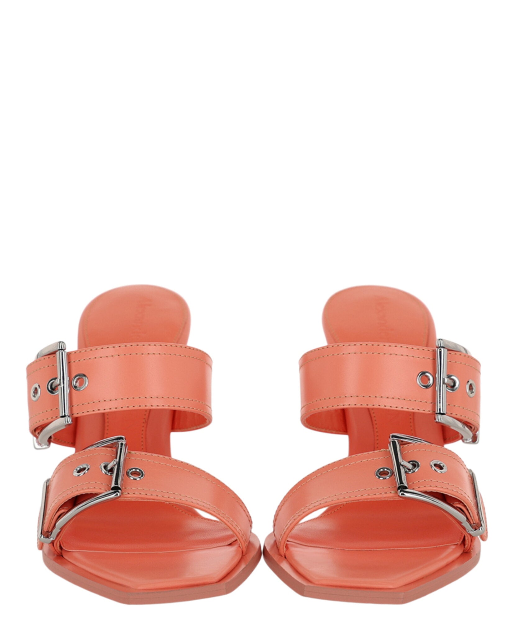Alexander McQueen Womens Boxcar Leather Heel Sandals