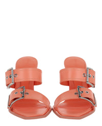 Alexander McQueen Womens Boxcar Leather Heel Sandals