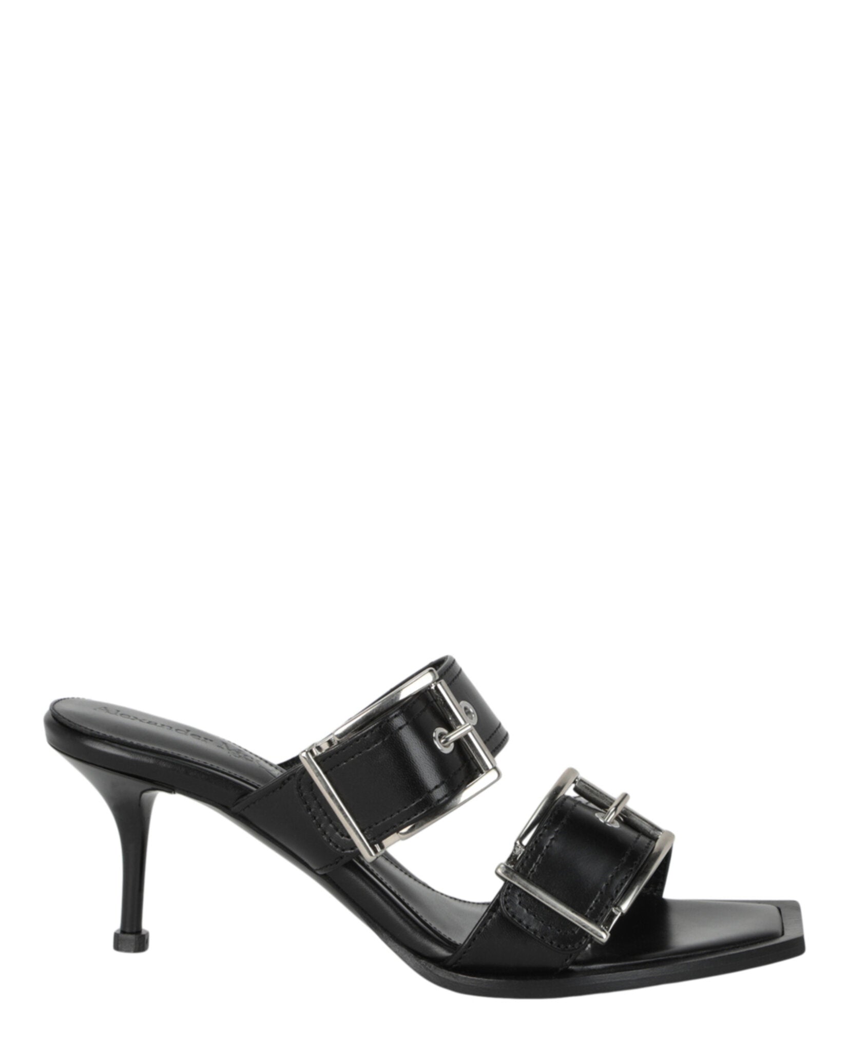 Alexander McQueen Womens Double Buckle Punk Mules