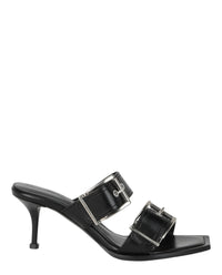Alexander McQueen Womens Double Buckle Punk Mules