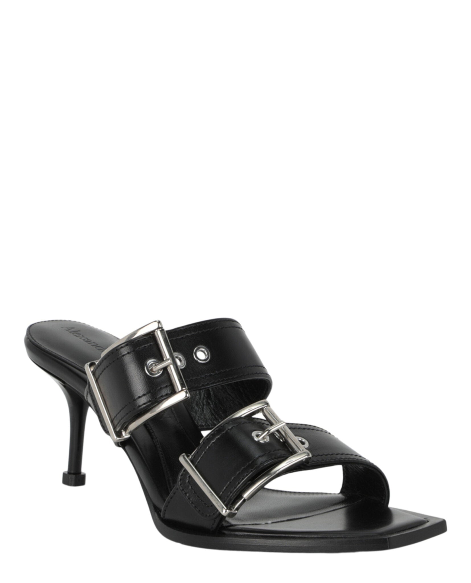 Alexander McQueen Womens Double Buckle Punk Mules