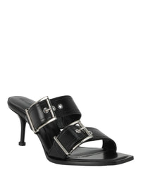 Alexander McQueen Womens Double Buckle Punk Mules