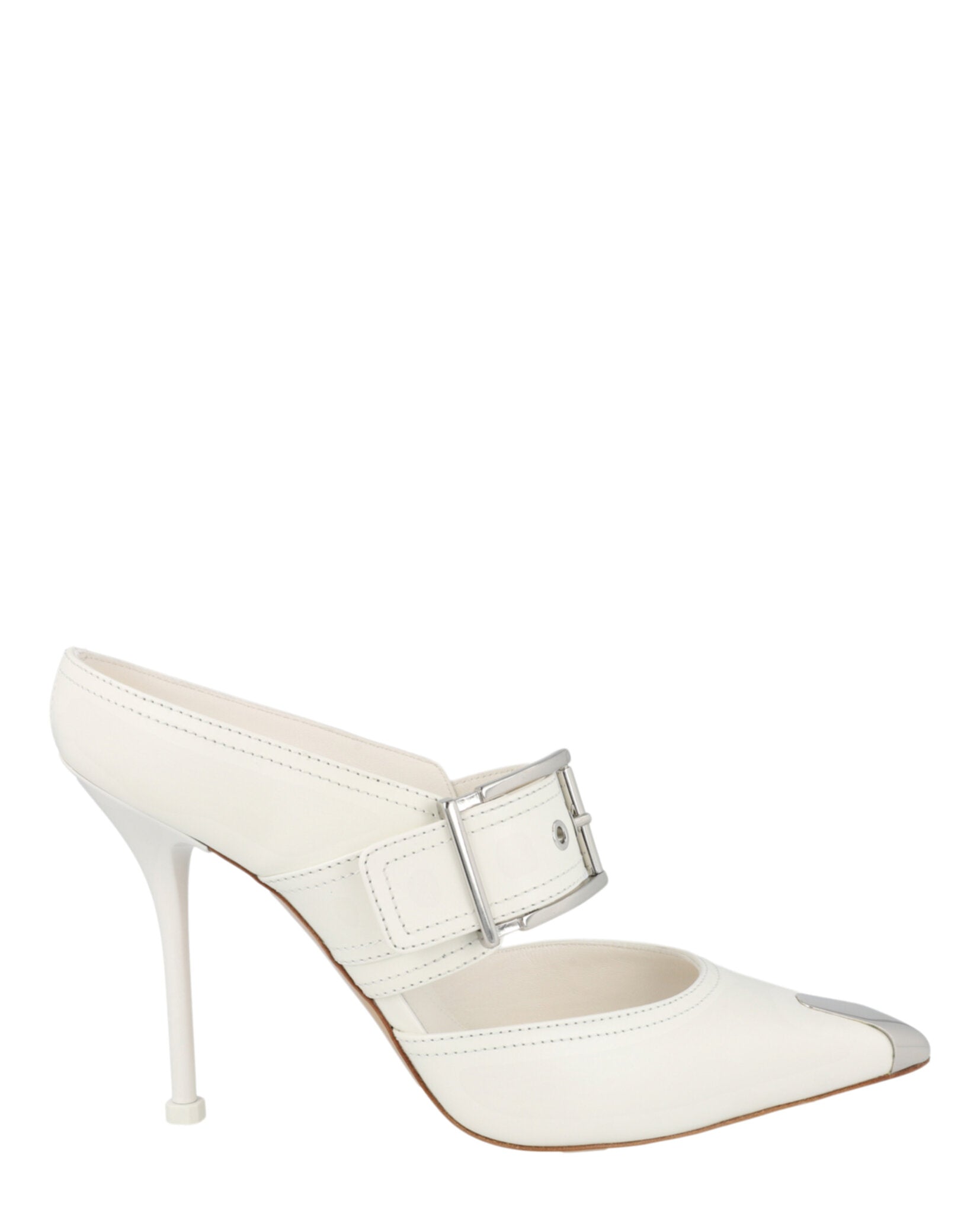 Alexander McQueen Womens Buckle Leather Mules