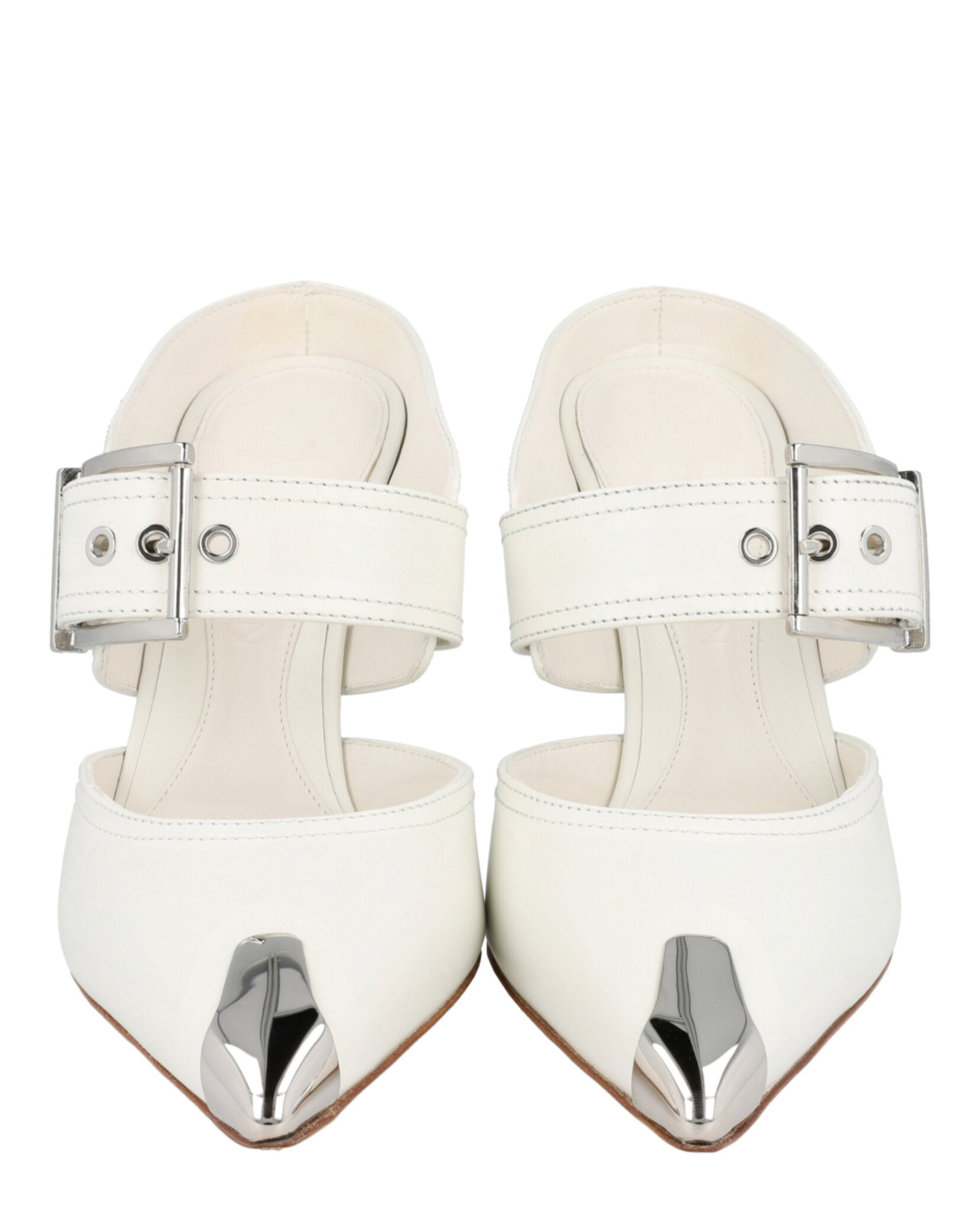 Alexander McQueen Womens Buckle Leather Mules