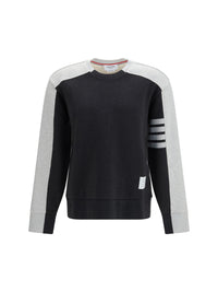 Thom Browne Men Colorblock Crewneck Sweatshirt With 4-Bar Detail