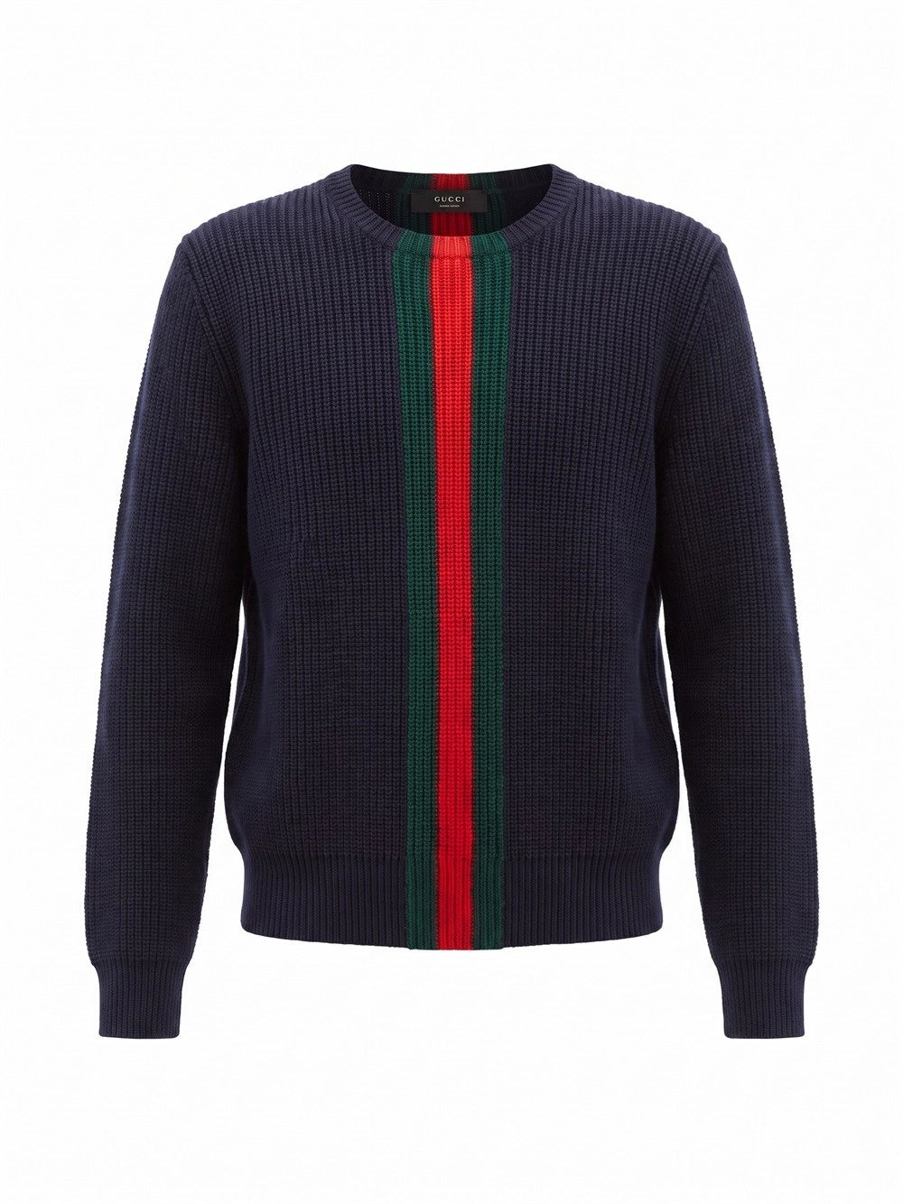 Gucci Men Wool Crewneck Sweater With Web Detail