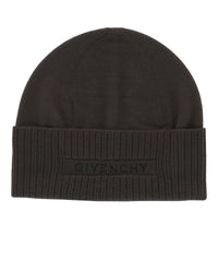Givenchy Womens Ribbed Embroidered Logo Beanie