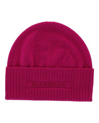 Givenchy Womens Ribbed Embroidered Logo Beanie