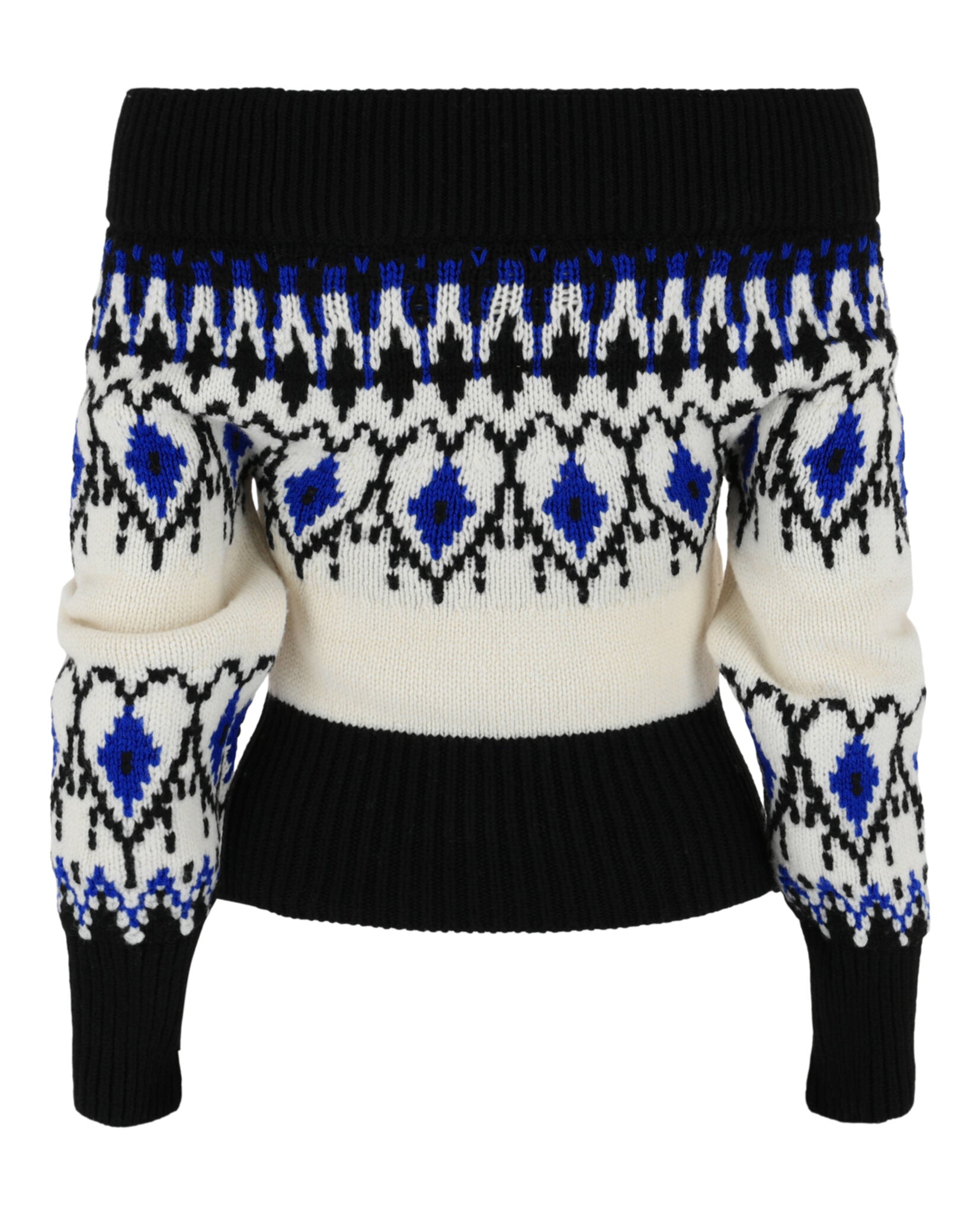Alexander McQueen Alexander McQueen Womens Fair Isle Cropped Knit Sweater