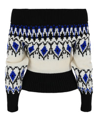 Alexander McQueen Alexander McQueen Womens Fair Isle Cropped Knit Sweater
