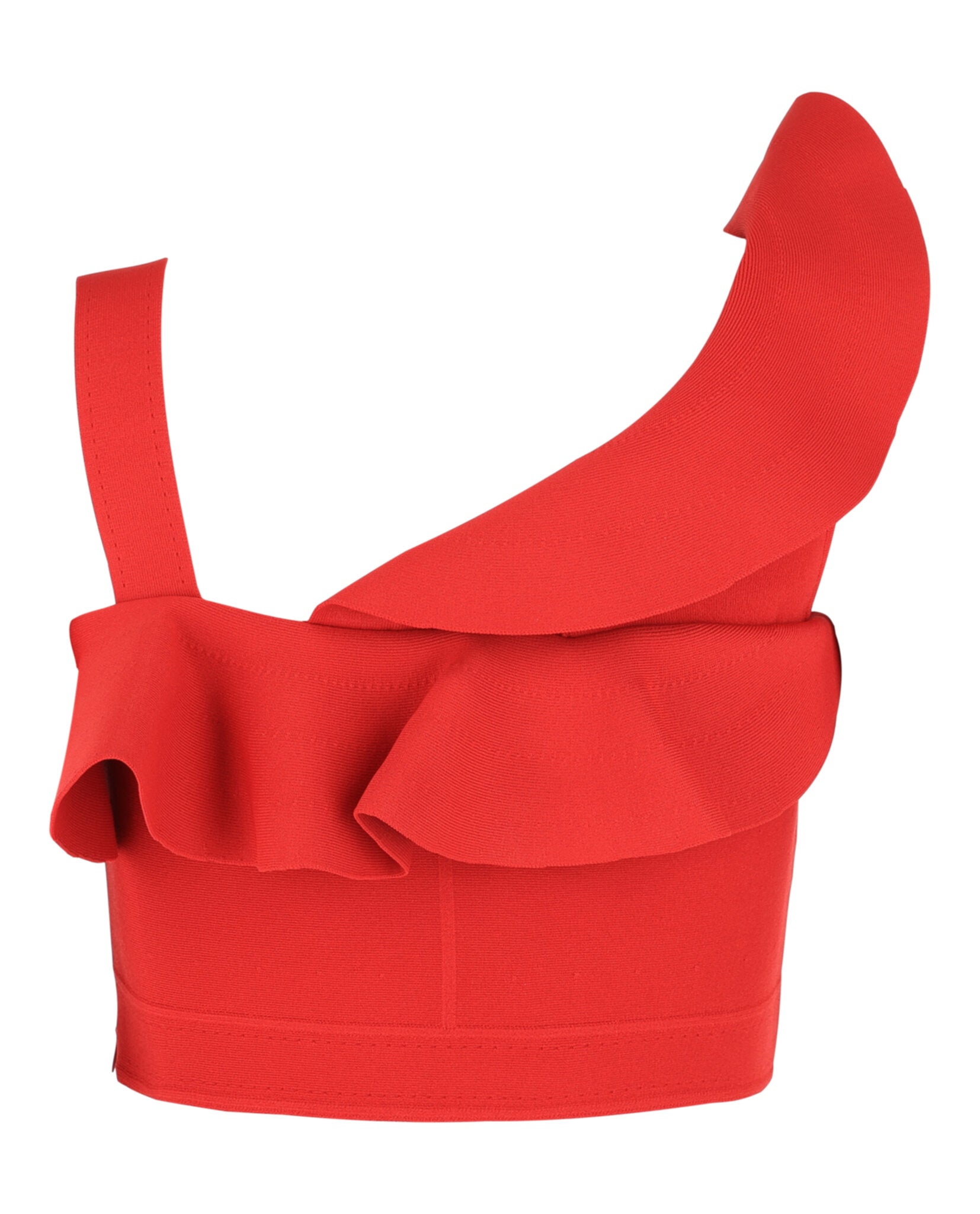 Alexander McQueen Womens Ruffled Asymmetrical Cropped Top