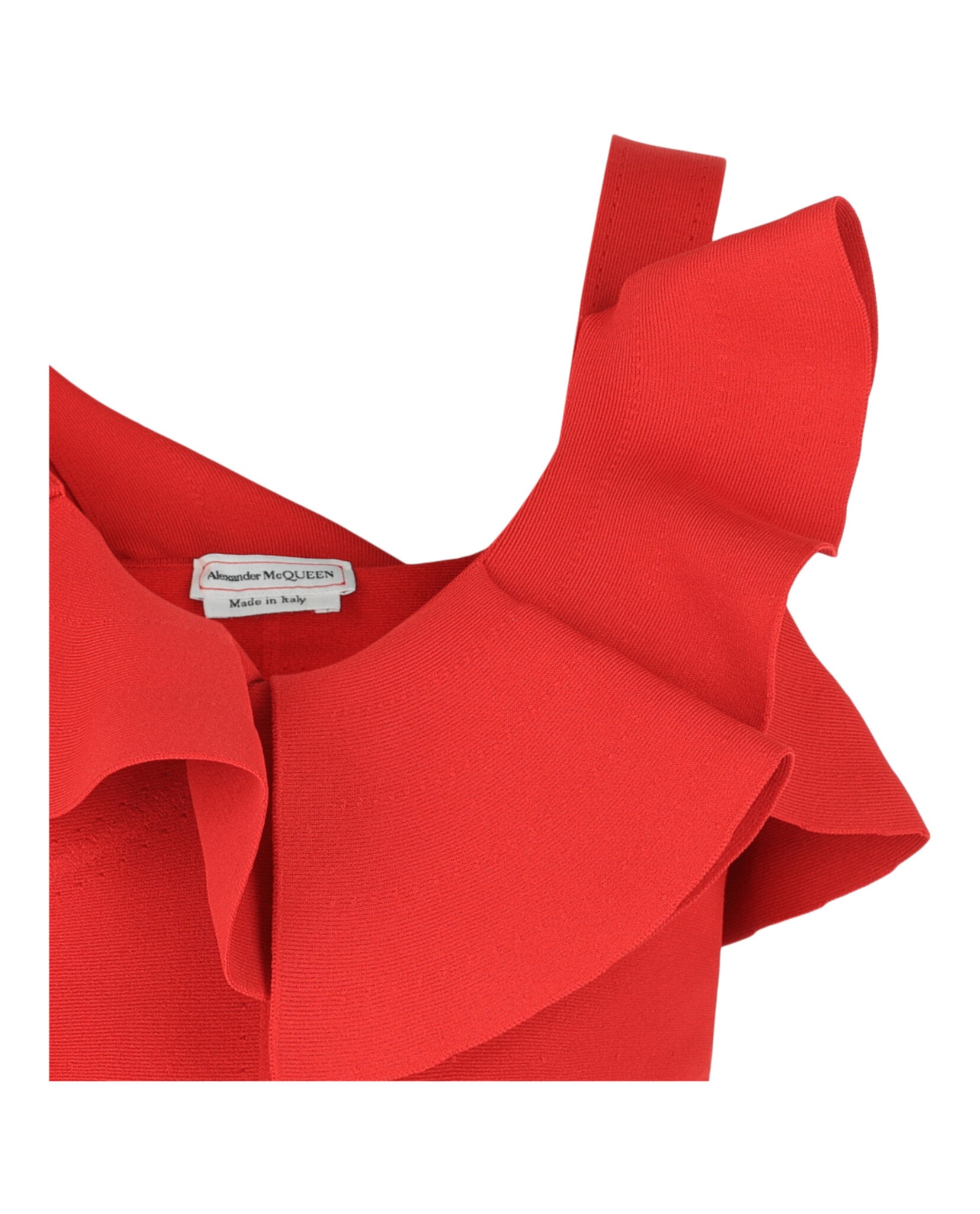 Alexander McQueen Womens Ruffled Asymmetrical Cropped Top