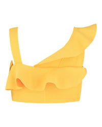 Alexander McQueen Womens Ruffled Asymmetrical Cropped Top