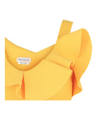Alexander McQueen Womens Ruffled Asymmetrical Cropped Top