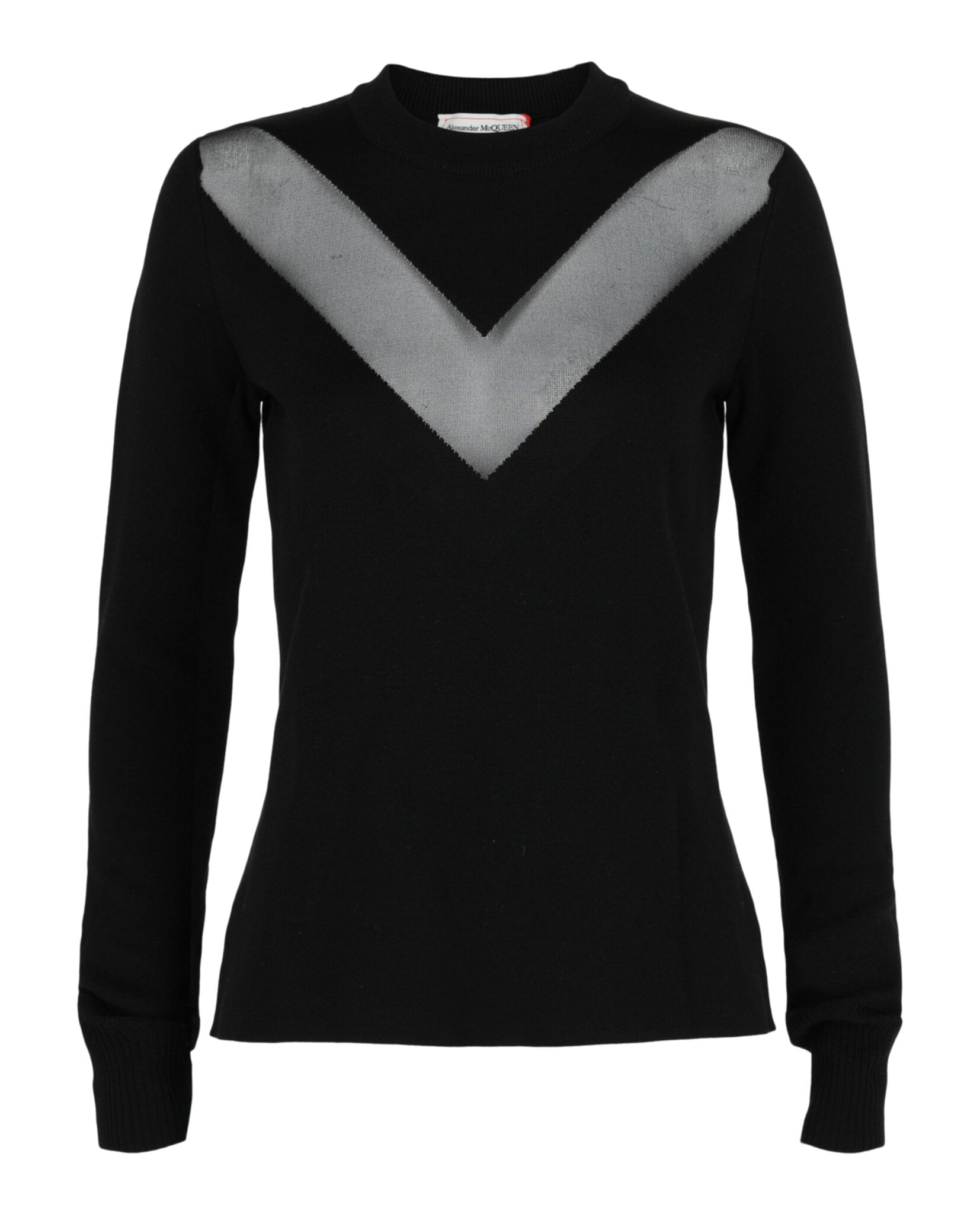 Alexander McQueen Womens Sheer-Paneled Sweater
