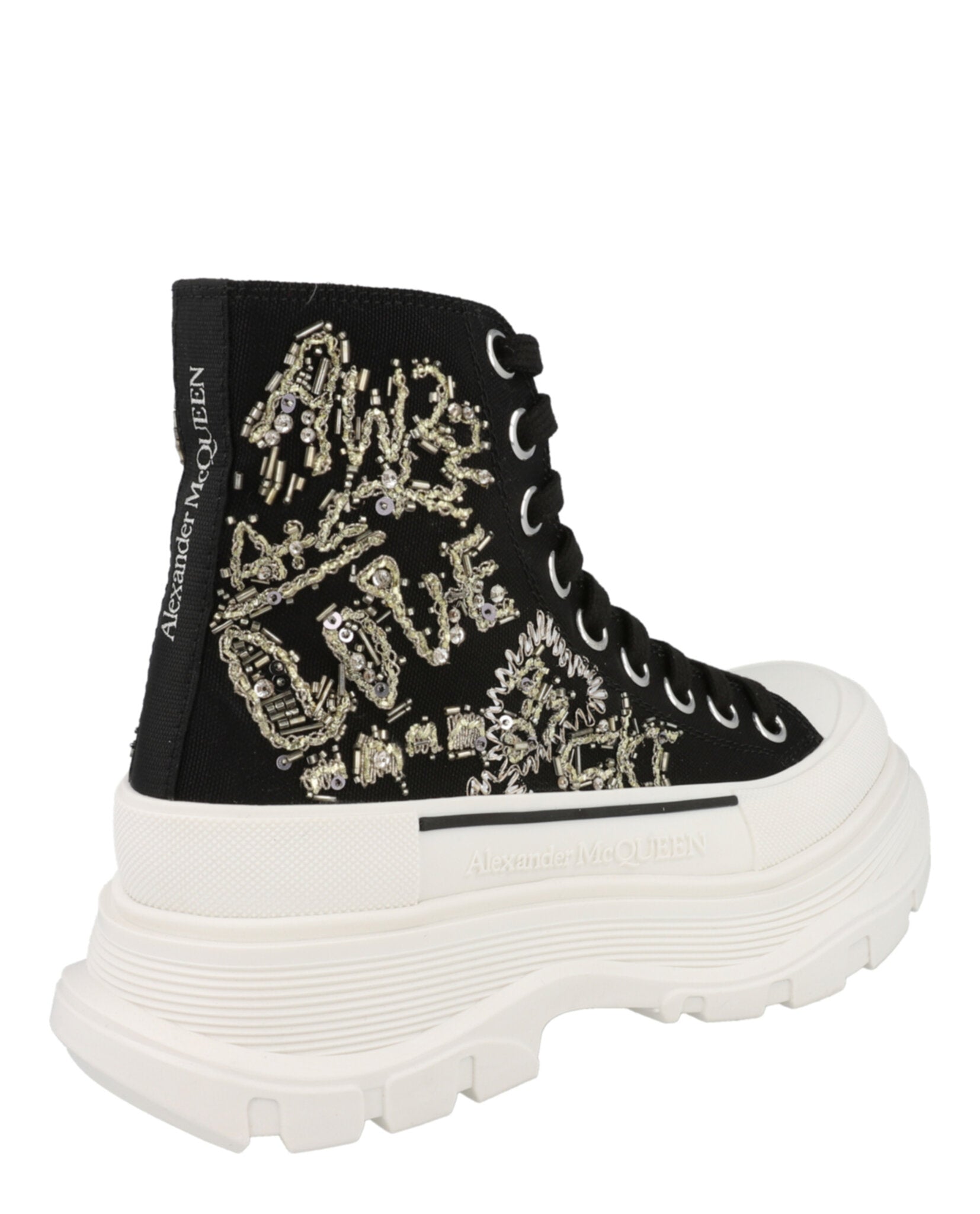 Alexander McQueen Womens Crystal Embellished Tread Slick