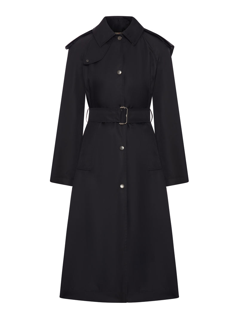 Burberry Women Long Nylon Car Coat With Hood