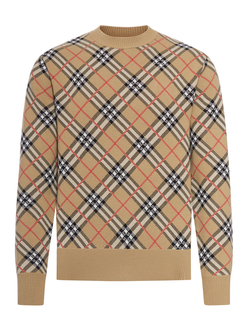 Burberry Burberry Men Checked Cotton And Wool Pullover