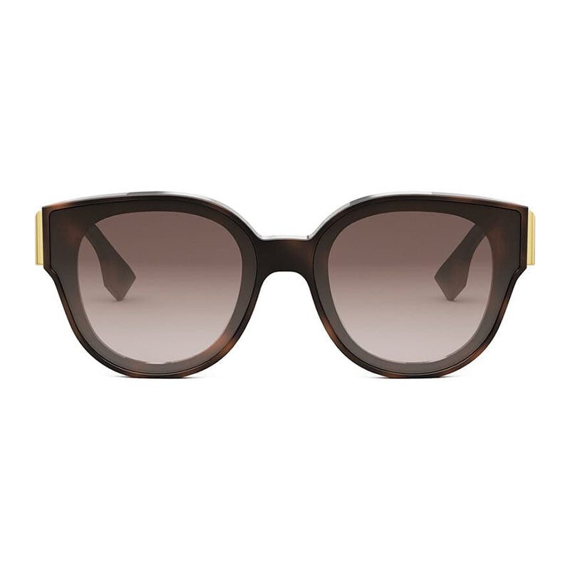 Fendi Fendi Round Full Rim, with a Shiny Dark Havana frame and Brown Gradient lens.