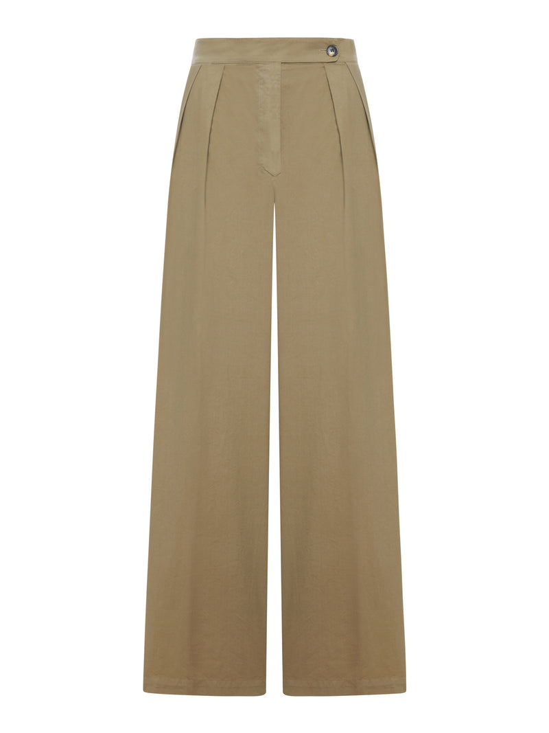 Dries Van Noten Women Cement-Coloured Trousers With Pleats And Side Buttons