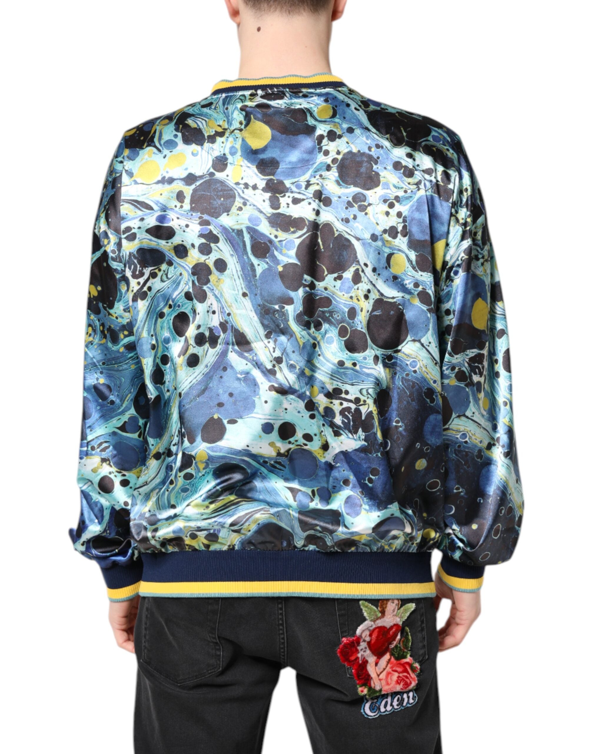 Dolce & Gabbana Multicolor Marble Print Men Pullover Men's Sweater