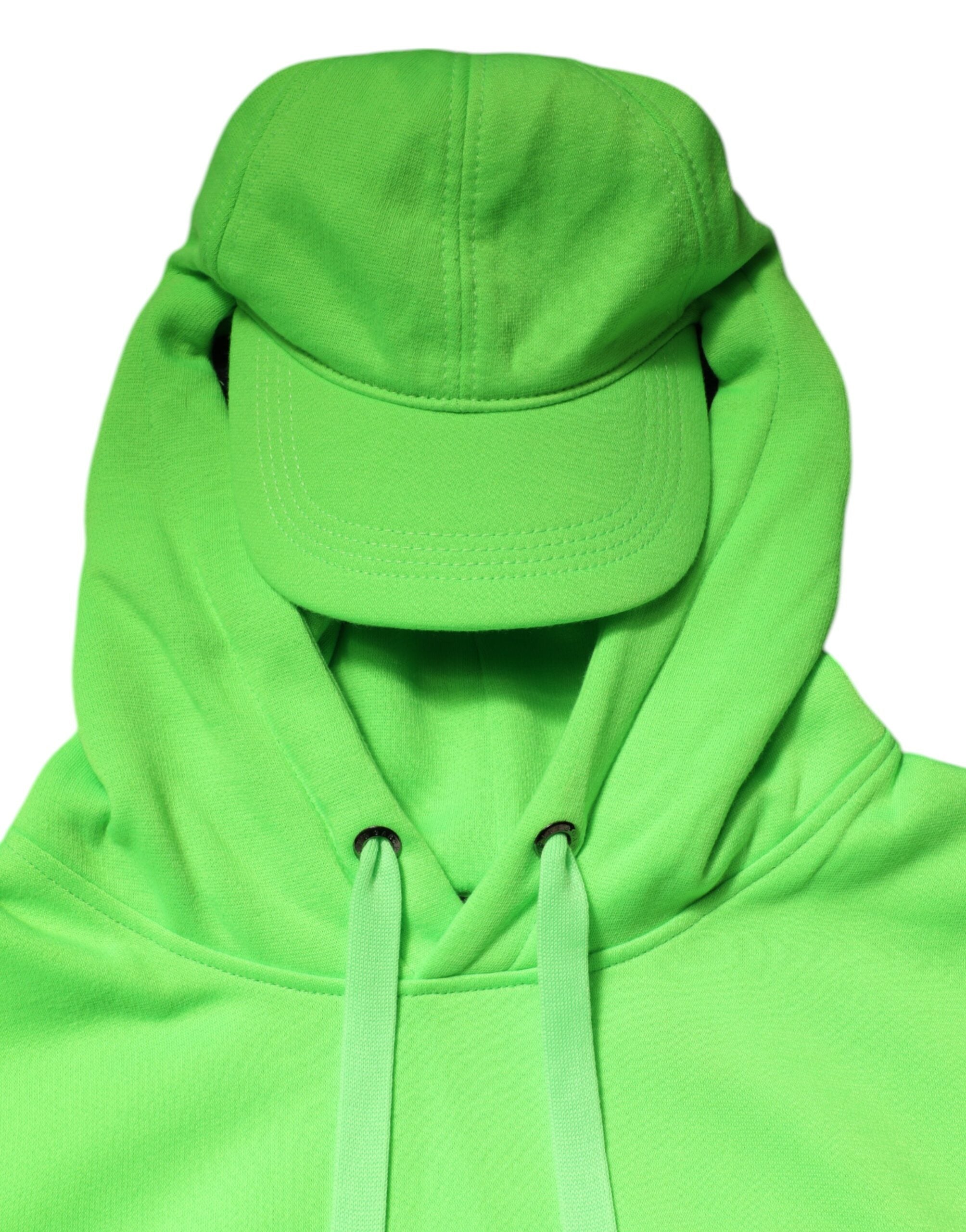 Dolce & Gabbana Green Polyester Hooded Sportswear Vest Men's Sweater