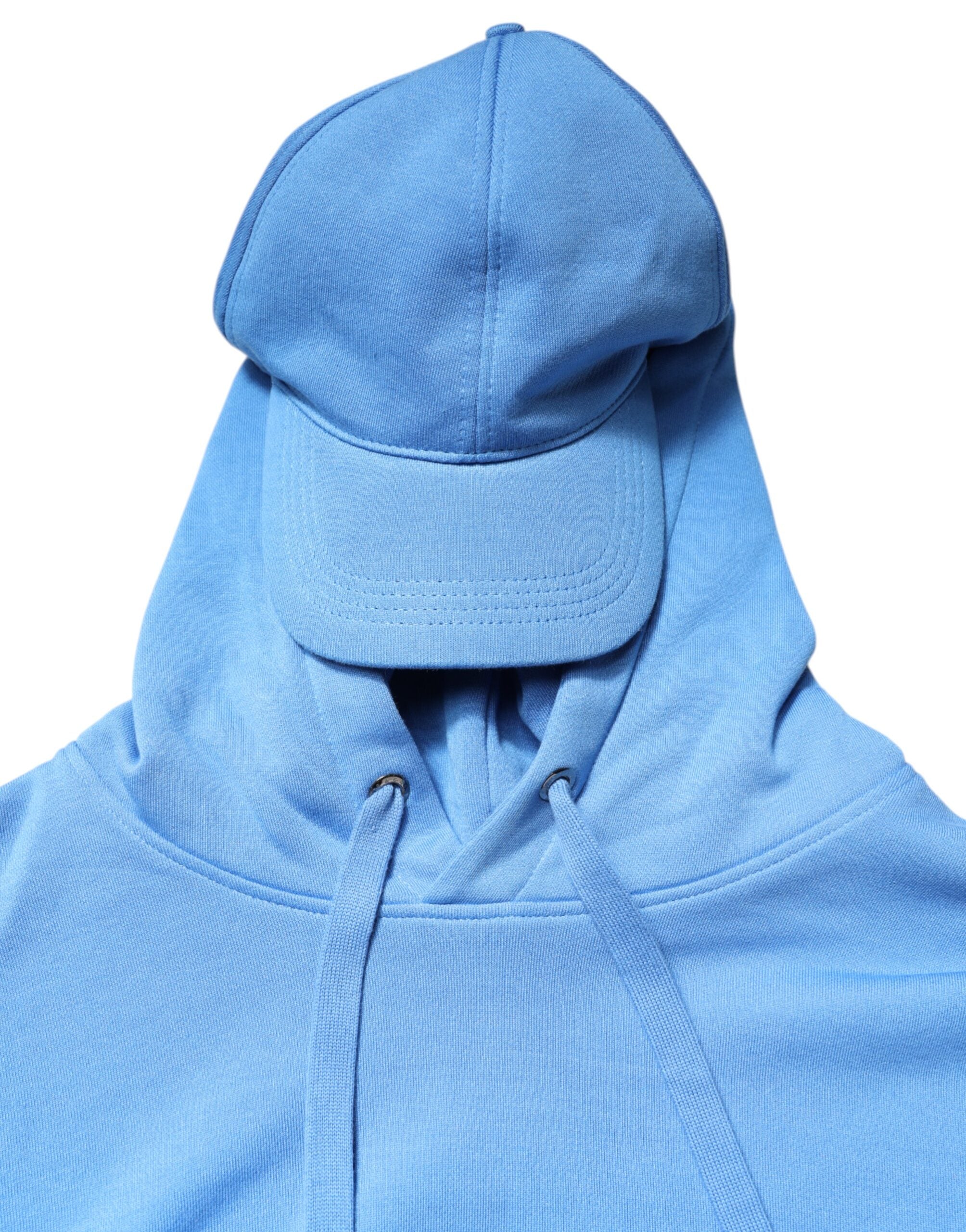 Dolce & Gabbana Blue Cotton Hooded Men Sportswear Vest Men's Sweater