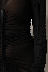 Dolce & Gabbana Black Mesh Trim Bodycon Long Sheath Women's Dress
