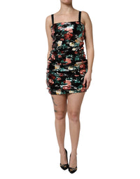 Dolce & Gabbana Black Floral Sequin Sleeveless Sheath Women's Dress